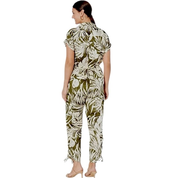 LAUREN RALPH LAUREN Safari Jumpsuit Palm Print Green/Cream Woman’s Size 16 NWOT - Picture 13 of 15